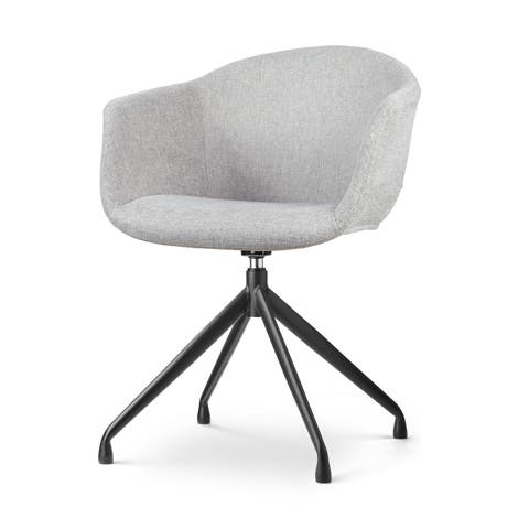 Nola-Otis draaibare eetkamerstoel lichtgrijs - zwart onderstel