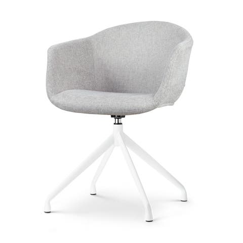Nola-Otis draaibare eetkamerstoel lichtgrijs - wit onderstel