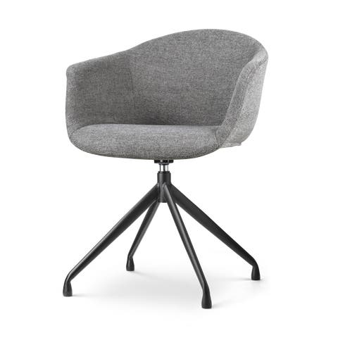 Nola-Otis draaibare eetkamerstoel donkergrijs - zwart onderstel