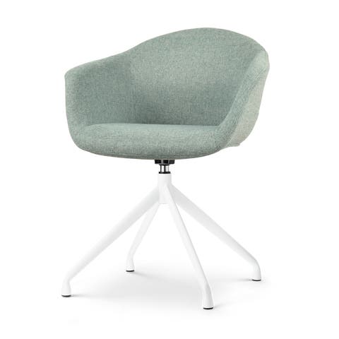 Nola-Otis draaibare eetkamerstoel zacht groen - wit onderstel