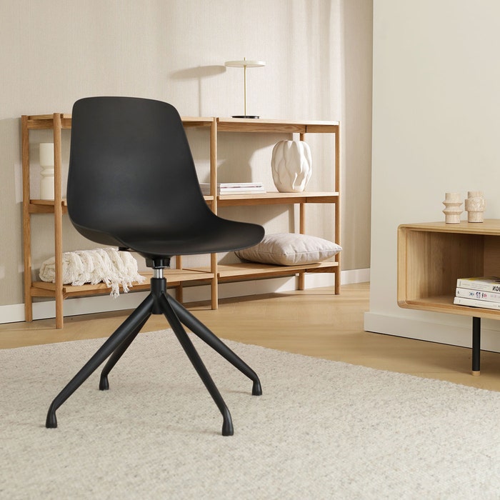 Nola-Pip draaibare eetkamerstoel zwart - zwart onderstel - set van 2 eetkamerstoel - draaibaar - scandinavisch - modern - kunststof - zwarte poten - set van 2