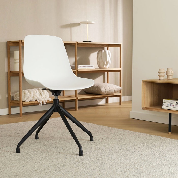 Nola-Pip draaibare eetkamerstoel wit - zwart onderstel - set van 2 eetkamerstoel - draaibaar - scandinavisch - modern - kunststof - zwarte poten - set van 2
