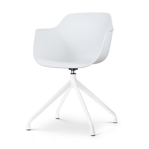 Nola-Puk draaibare eetkamerstoel wit - wit onderstel
