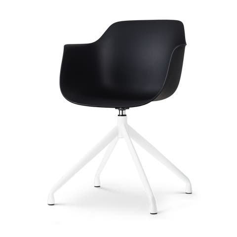 Nola-Puk draaibare eetkamerstoel zwart - wit onderstel