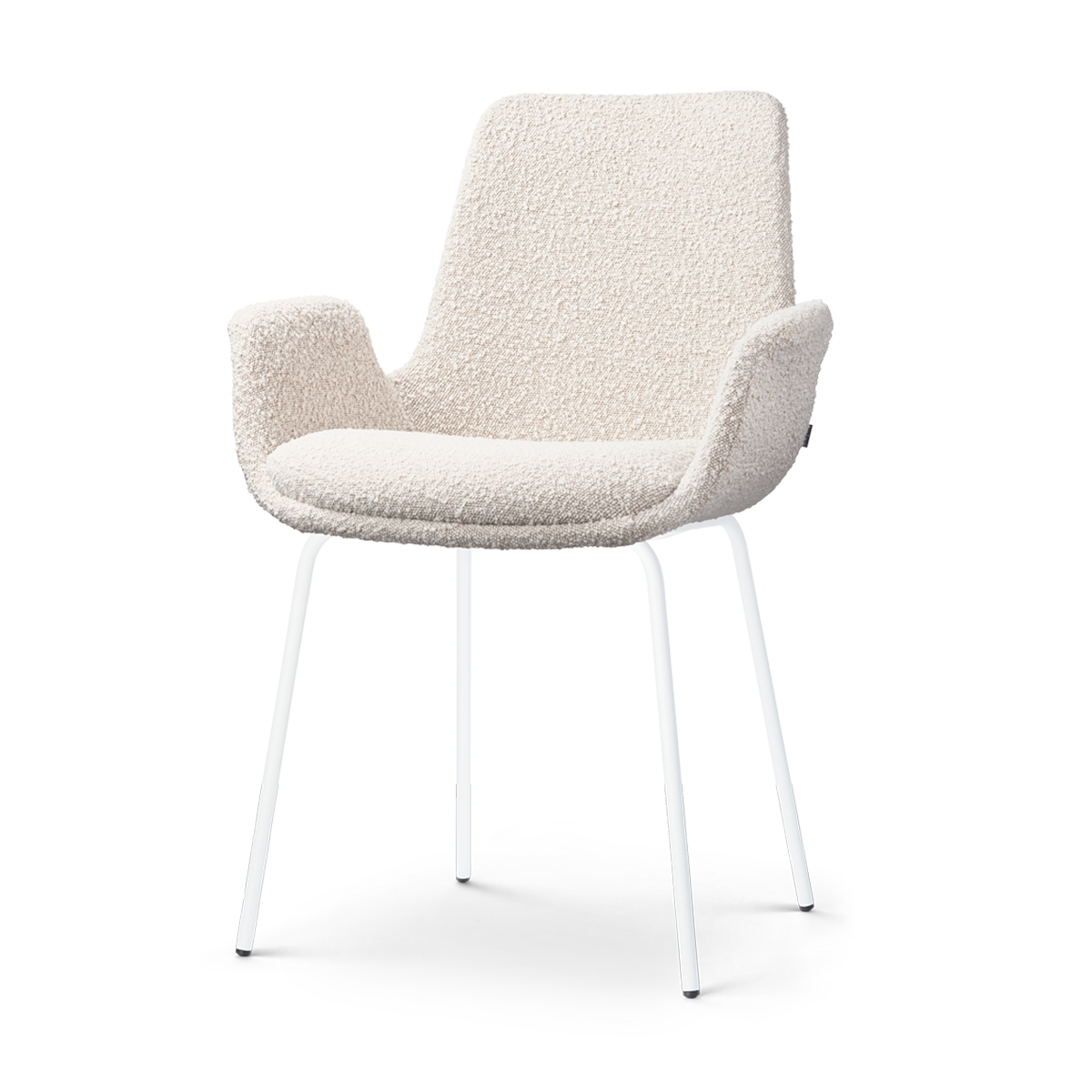 Nora-Eef eetkamerstoel bouclé beige - wit onderstel