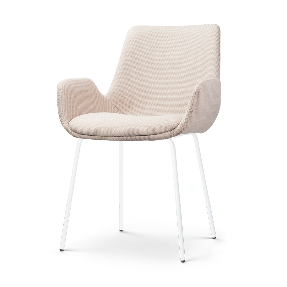 Nora-Eef eetkamerstoel beige - wit onderstel