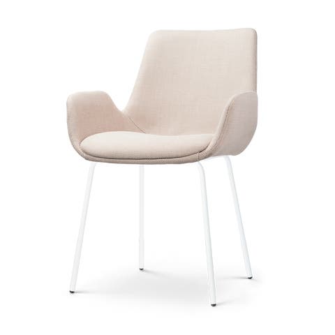 Nora-Eef eetkamerstoel beige - wit onderstel