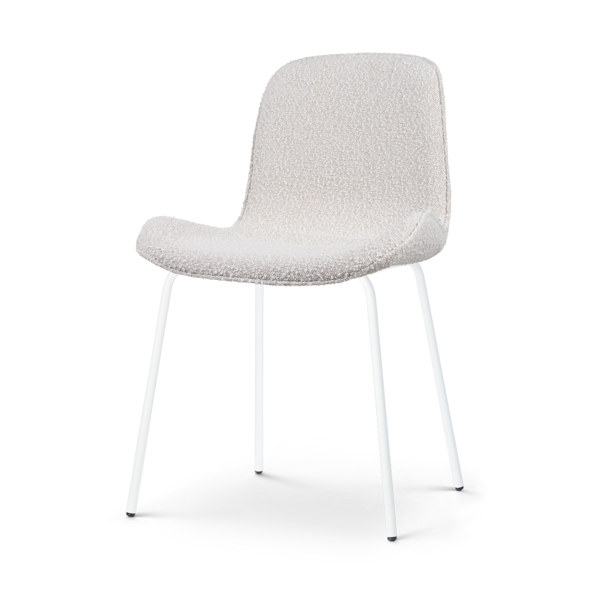 Nora-Fé eetkamerstoel bouclé beige - wit onderstel