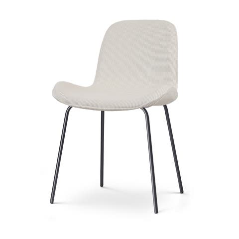Nora-Fé eetkamerstoel rib creme - zwart onderstel