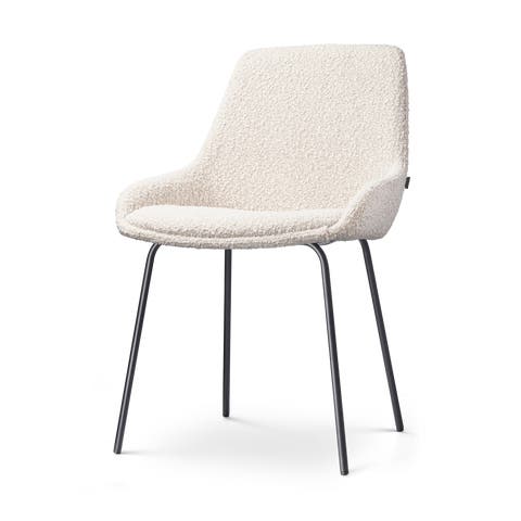 Nora-Isa eetkamerstoel bouclé beige - zwart onderstel
