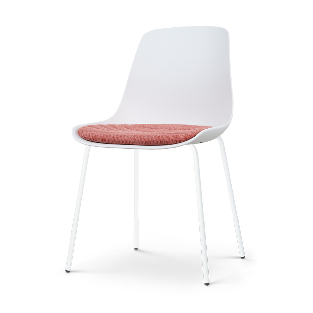 Nora-Liv eetkamerstoel wit met terracotta rood zitkussen - wit onderstel