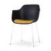 Nora-Liz eetkamerstoel zwart met okergeel zitkussen - wit onderstel