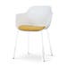 Nora-Liz eetkamerstoel wit met okergeel zitkussen - wit onderstel