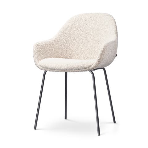 Nora-Mae eetkamerstoel bouclé beige - zwart onderstel