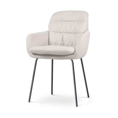 Nora-Mia eetkamerstoel beige - zwart onderstel