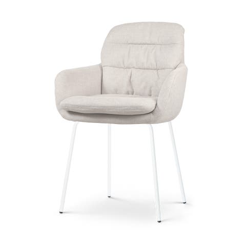 Nora-Mia eetkamerstoel beige - wit onderstel