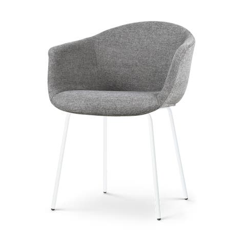 Nora-Otis eetkamerstoel donkergrijs - wit onderstel