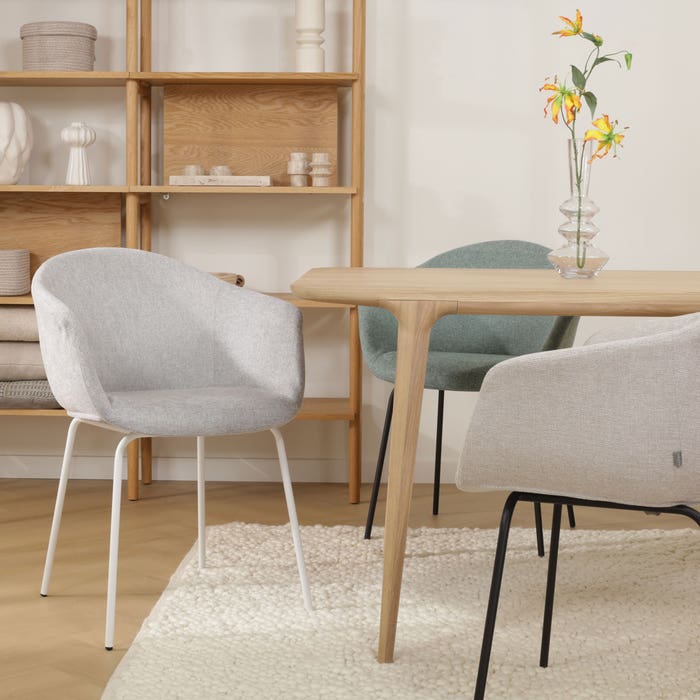 collectie eetkamerstoel Nora-Otis eetkamerstoel cottonbeige - zwart onderstel