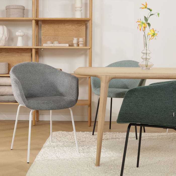 scandinavische eetkamerstoel donkergrijs - wit onderstel Nora-Otis 