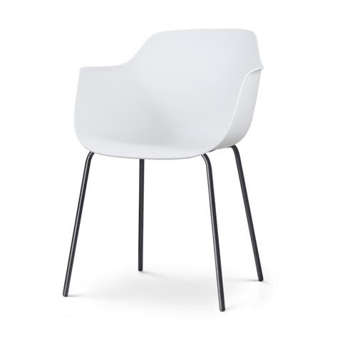 Nora-Puk eetkamerstoel wit - zwart onderstel