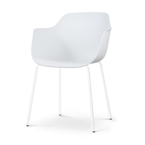 Nora-Puk eetkamerstoel wit - wit onderstel