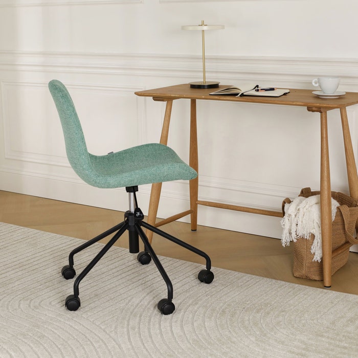 Nout-Fé bureaustoel zacht groen - zwart onderstel - set van 2 burostoel - vergaderstoel - design - verstelbaar - wieltjes - wielen - comfortabel - stof - draaibaar - set van 2