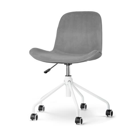 Nout-Fé bureaustoel velvet grijs - wit onderstel
