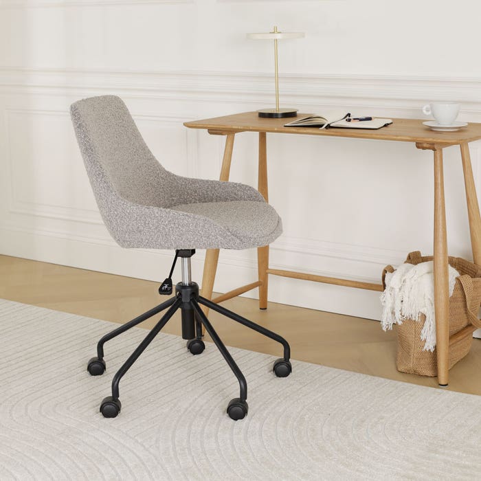 design bureaustoel bouclé taupe - zwart onderstel Nout-Isa 