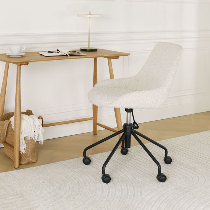 design bureaustoel bouclé beige - zwart onderstel Nout-Isa 
