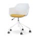 Nout-Liz bureaustoel wit met okergeel zitkussen - wit onderstel