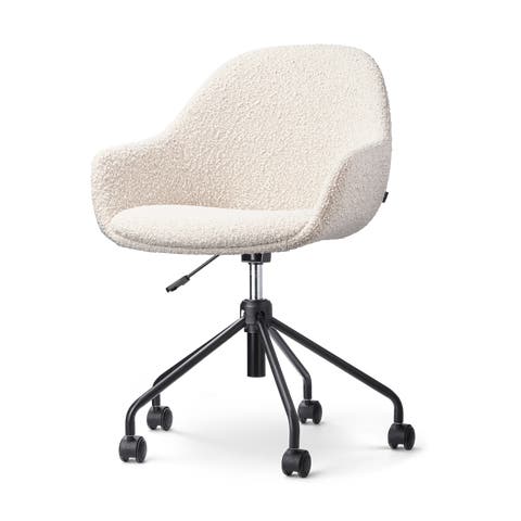 Nout-Mae bureaustoel bouclé beige - zwart onderstel