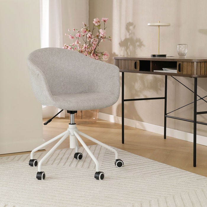 Nout-Otis bureaustoel lichtgrijs - wit onderstel burostoel - verstelbaar - grijs - met armleuning - comfortabel - modern - japandi