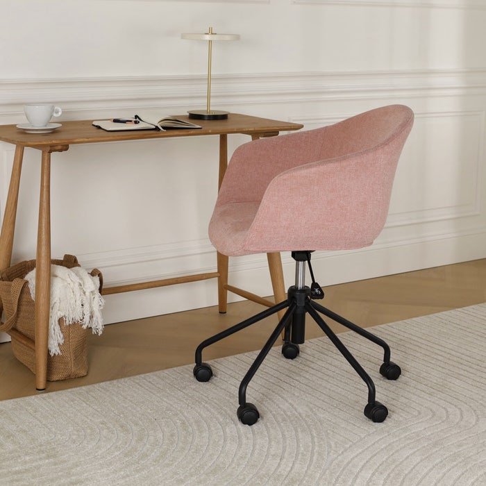 luxe bureaustoel met armleuning oudroze - zwart onderstel Nout-Otis