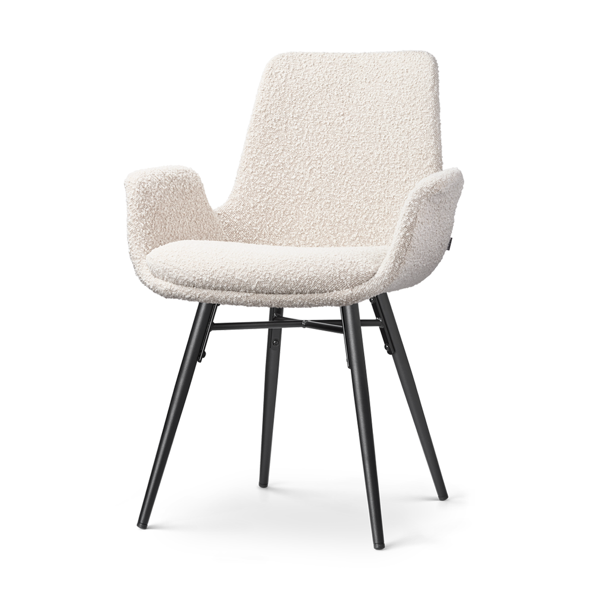 Nova-Eef eetkamerstoel bouclé beige - zwart onderstel
