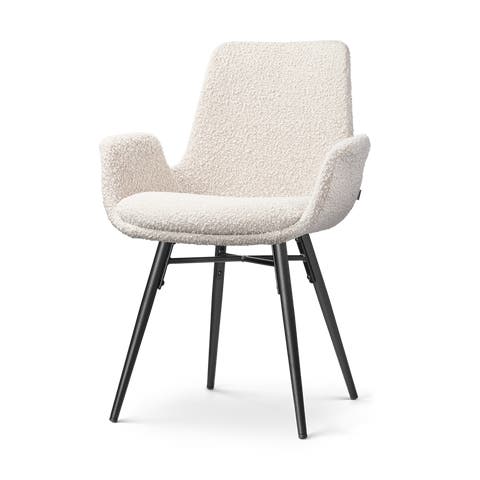 Nova-Eef eetkamerstoel bouclé beige - zwart onderstel