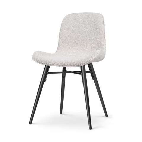 Nova-Fé eetkamerstoel bouclé beige - zwart onderstel