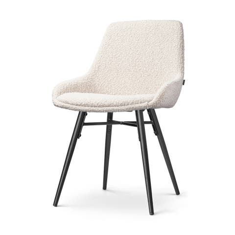 Nova-Isa eetkamerstoel bouclé beige - zwart onderstel