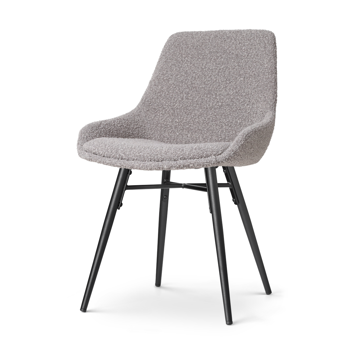 Nova-Isa eetkamerstoel bouclé taupe - zwart onderstel