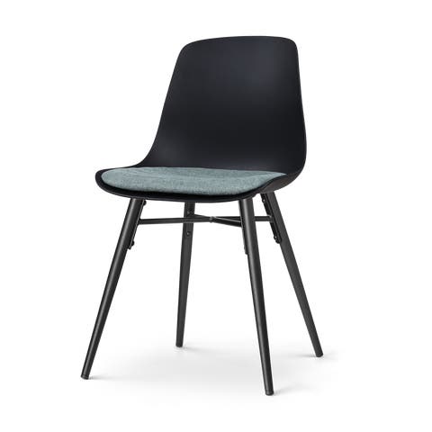 Nova-Liv eetkamerstoel zwart met zacht groen zitkussen - zwart onderstel