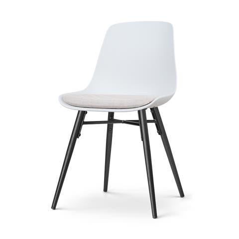 Nova-Liv eetkamerstoel wit met beige zitkussen - zwart onderstel