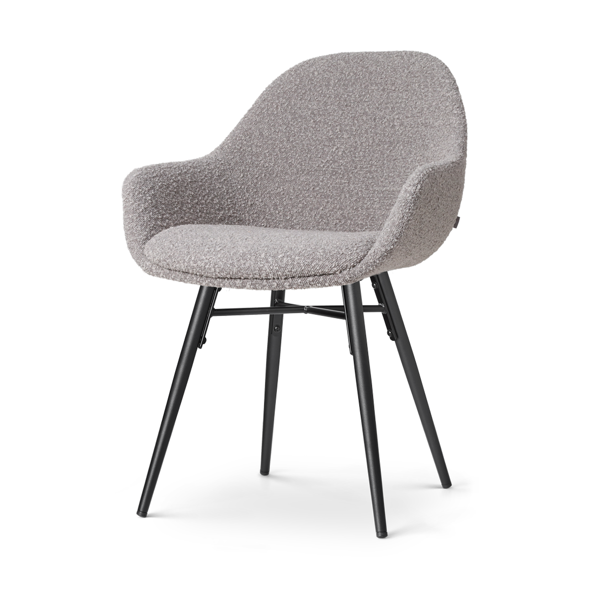 Nova-Mae eetkamerstoel bouclé taupe - zwart onderstel