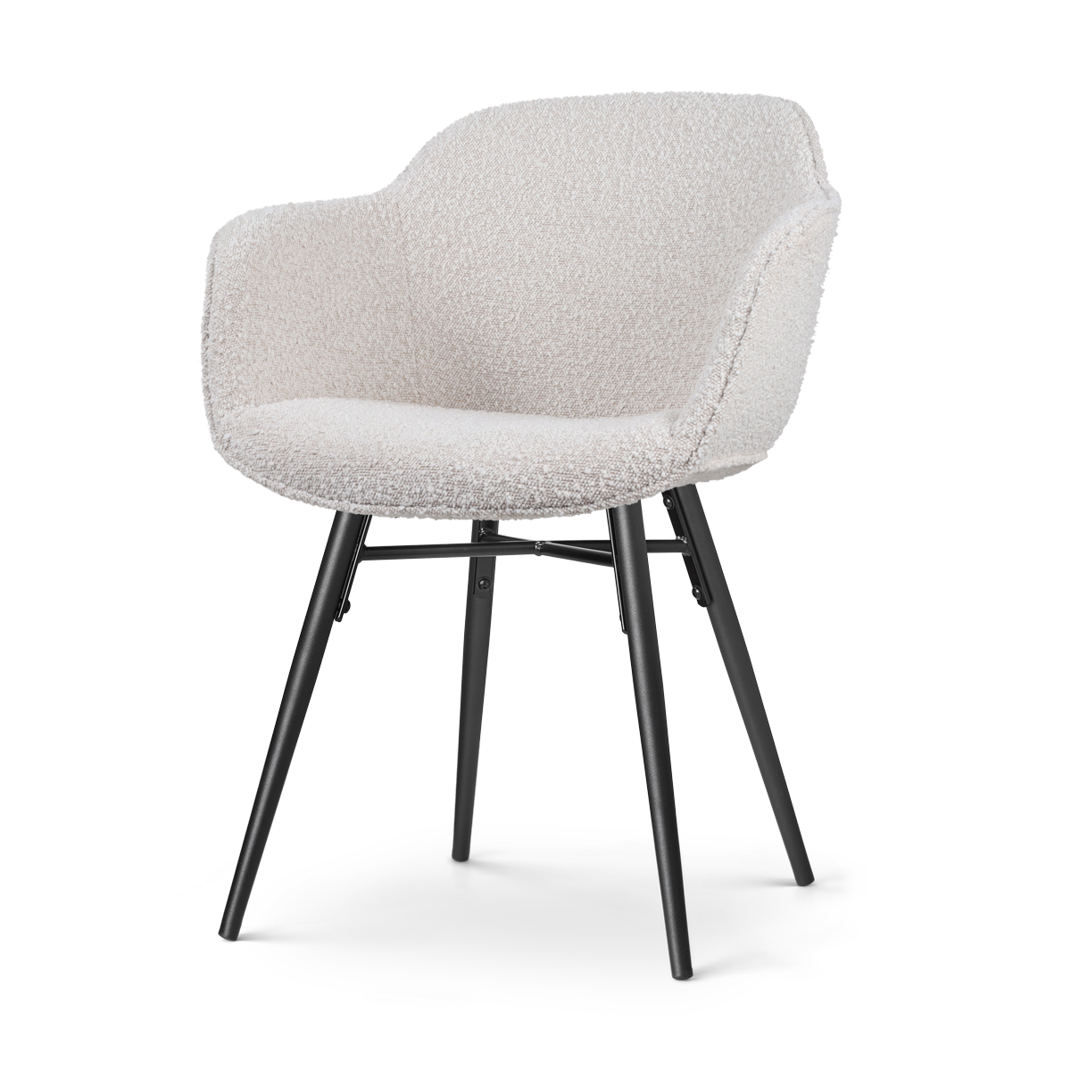 Nova-Mare eetkamerstoel bouclé beige - zwart onderstel