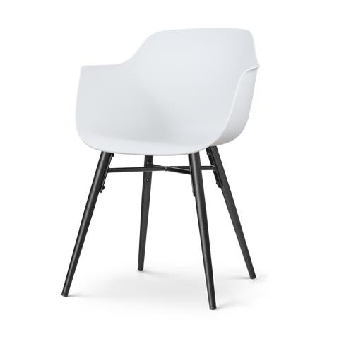 Nova-Puk eetkamerstoel wit - zwart onderstel