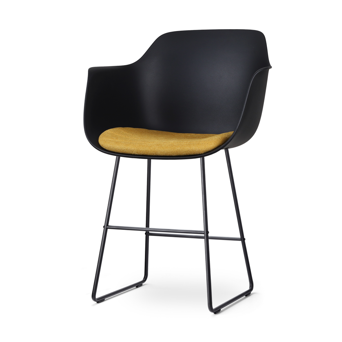Nino-Liz barkruk zwart met okergeel zitkussen - zwart onderstel - 65 cm