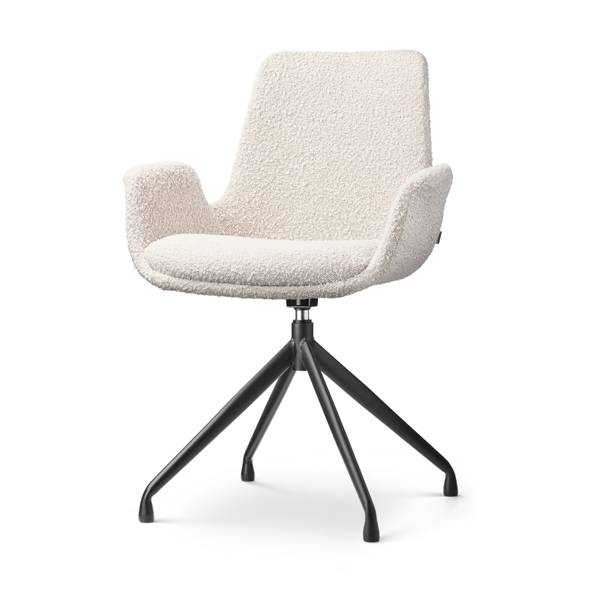 Nola-Eef draaibare eetkamerstoel bouclé beige - zwart onderstel
