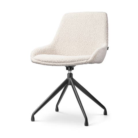 Nola-Isa draaibare eetkamerstoel bouclé beige - zwart onderstel