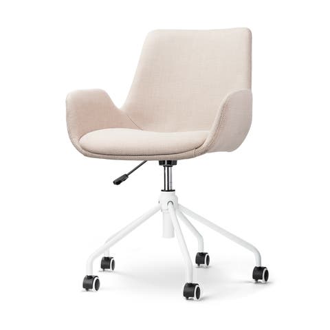 Nout-Eef bureaustoel beige - wit onderstel