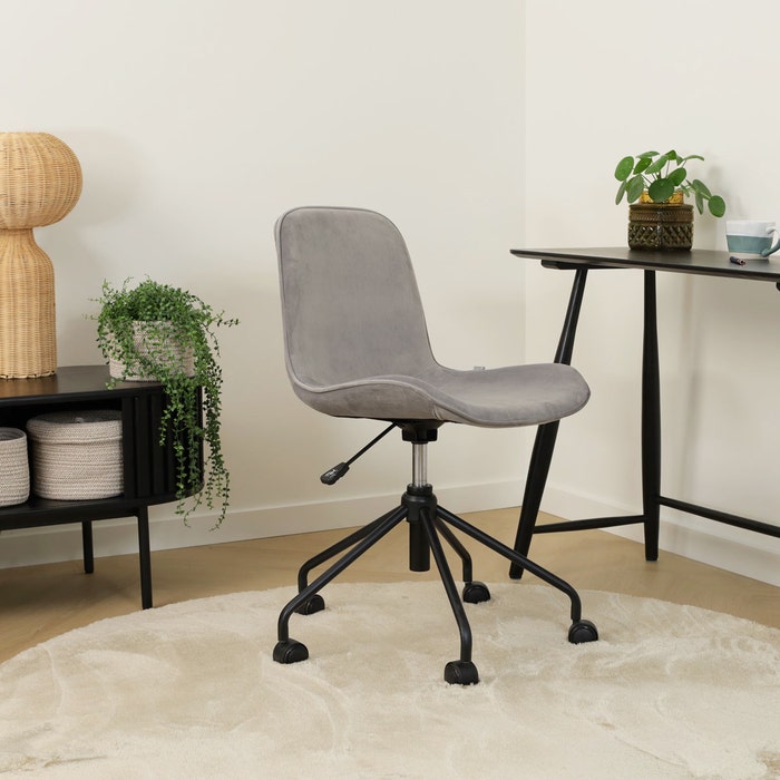Nout-Fé bureaustoel velvet grijs - zwart onderstel 