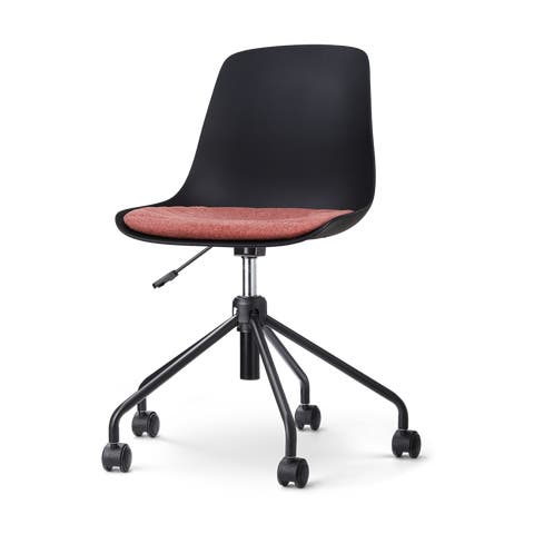 Nout-Liv bureaustoel zwart met terracotta rood zitkussen - zwart onderstel