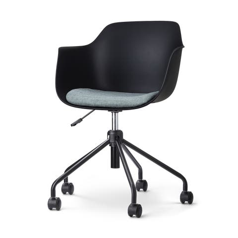 Nout-Liz bureaustoel zwart met zacht groen zitkussen - zwart onderstel